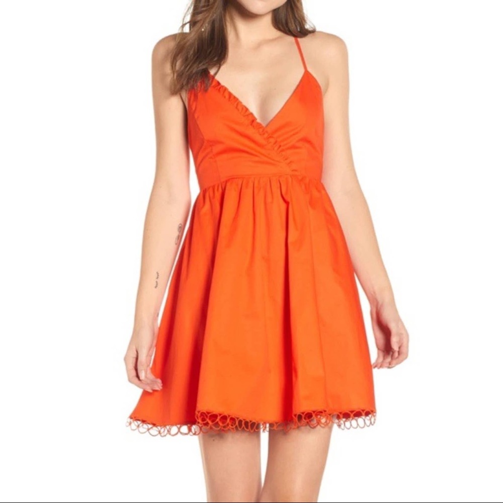 Endless Rose size Large Orange Circle Fit Flare Dress